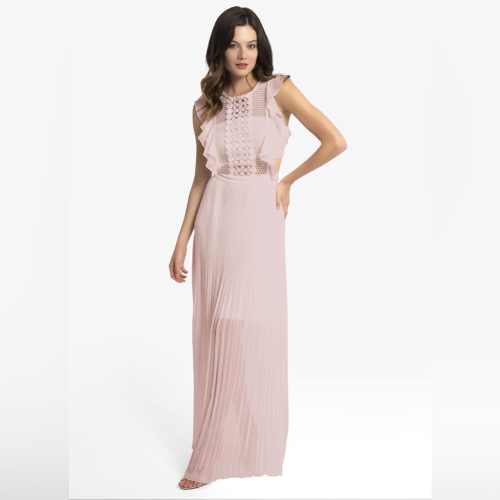 Apart Pink Cut Out Pleated Maxi Dress